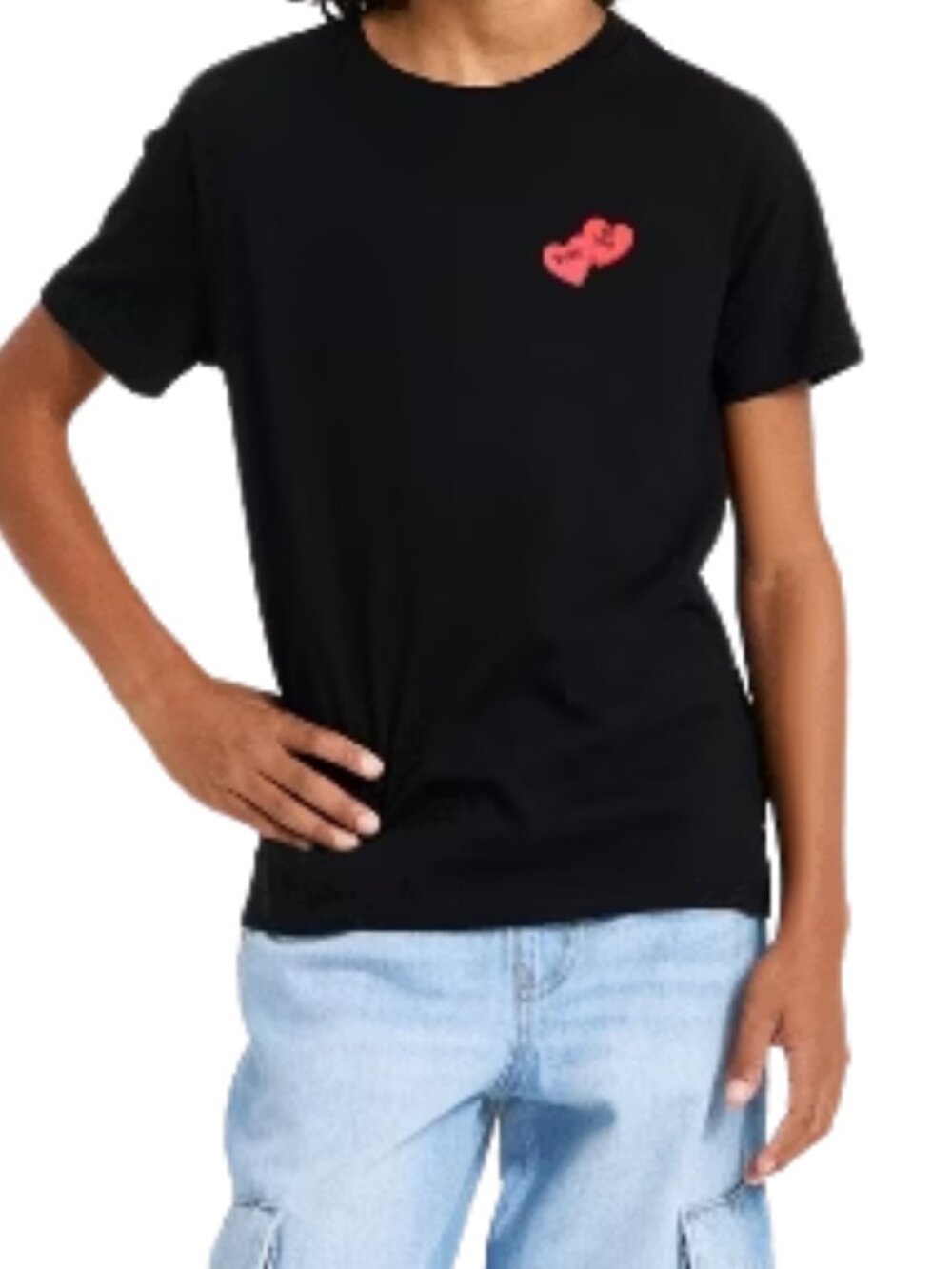 NWT Cat & Jack Boys Black XS(4/5) short-sleeve graphic t-shirt valentines